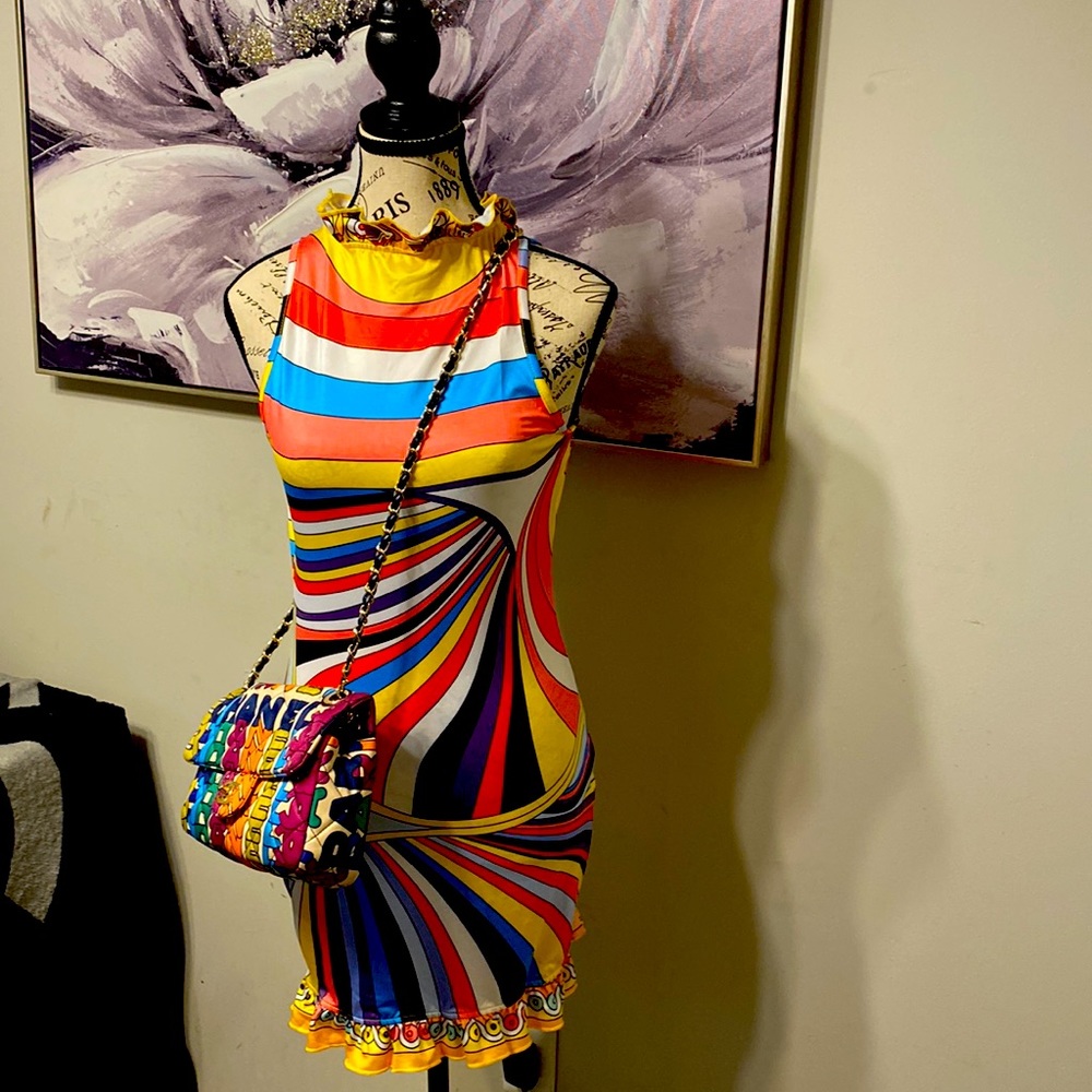 Mini dress colorful abstract design